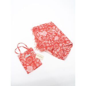 Hat Attack Womens Sarong Skirt Bathing Suit Cover Up Orange Floral With Bag